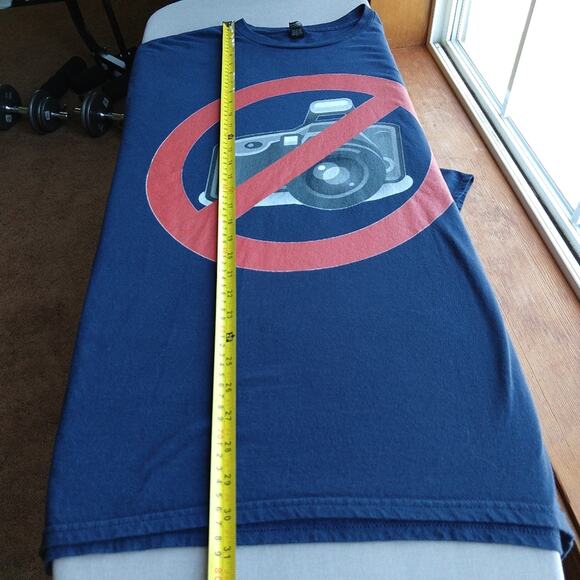 No Photography Please Tee Men's 2XL dark blue 100% cotton retro camera unisex - Picture 5 of 8